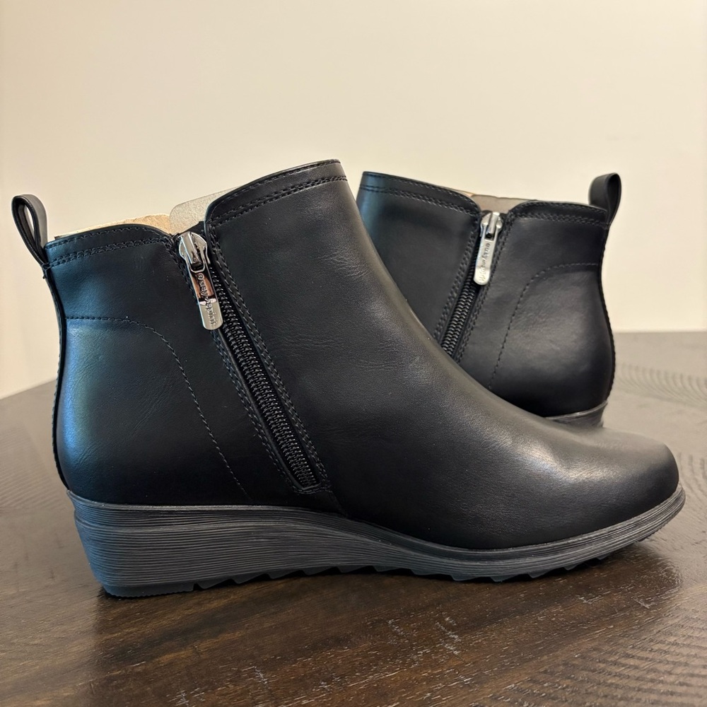Easy Spirit Black Ankle Boots Women's Size 8W Wide NWOT Side Zipper Wedge Heel - Picture 6 of 11